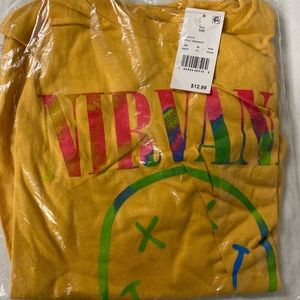 NEW Nirvana T-shirt orange smiley face medium